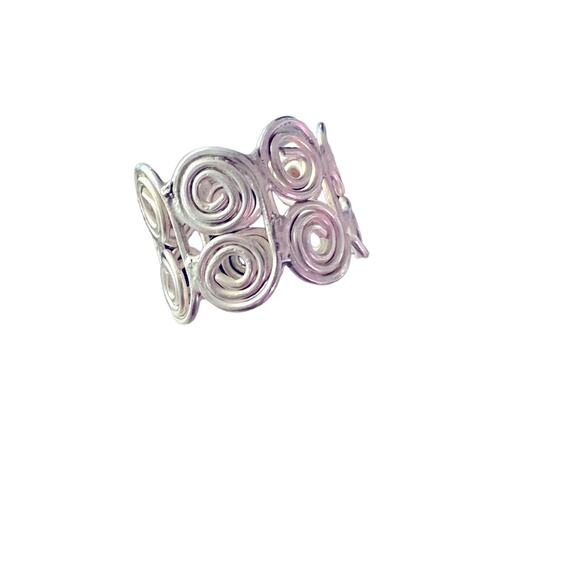 Sterling Silver Scroll Wide Band  Ring Size 5 - Picture 1 of 7